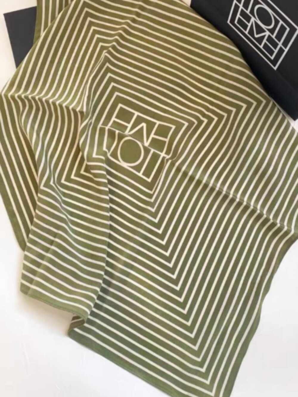 TOTEME Monogram Square Scarf Olive Green 22.4" x 22.4"